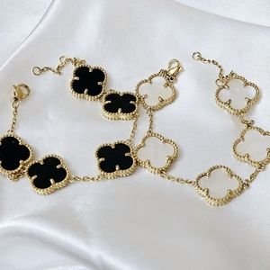 ➡️ 2 for $30 Clover Bracelet Stainless Steel Waterproof Black and White …